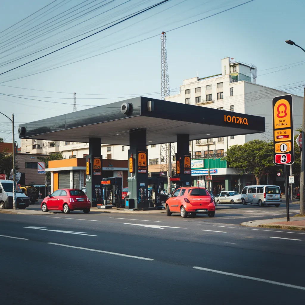 Estación de servicio moderna en una ciudad argentina concurrida